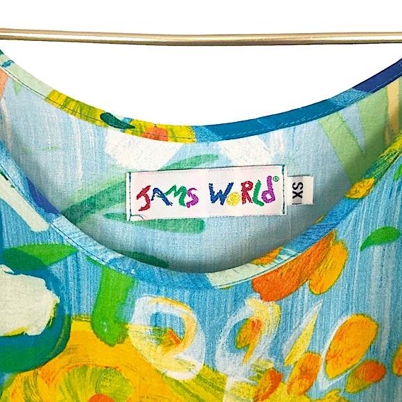 VINTAGE JANICE Jams World Floral “Wonderland” Art Print Midi Tank Sheath Dress - Picture 9 of 9